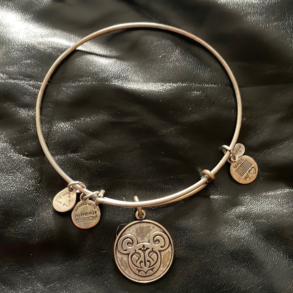 Disney World  2014 Alex And Ani Castle Silver Bangle Bracelet Charm Disneyland